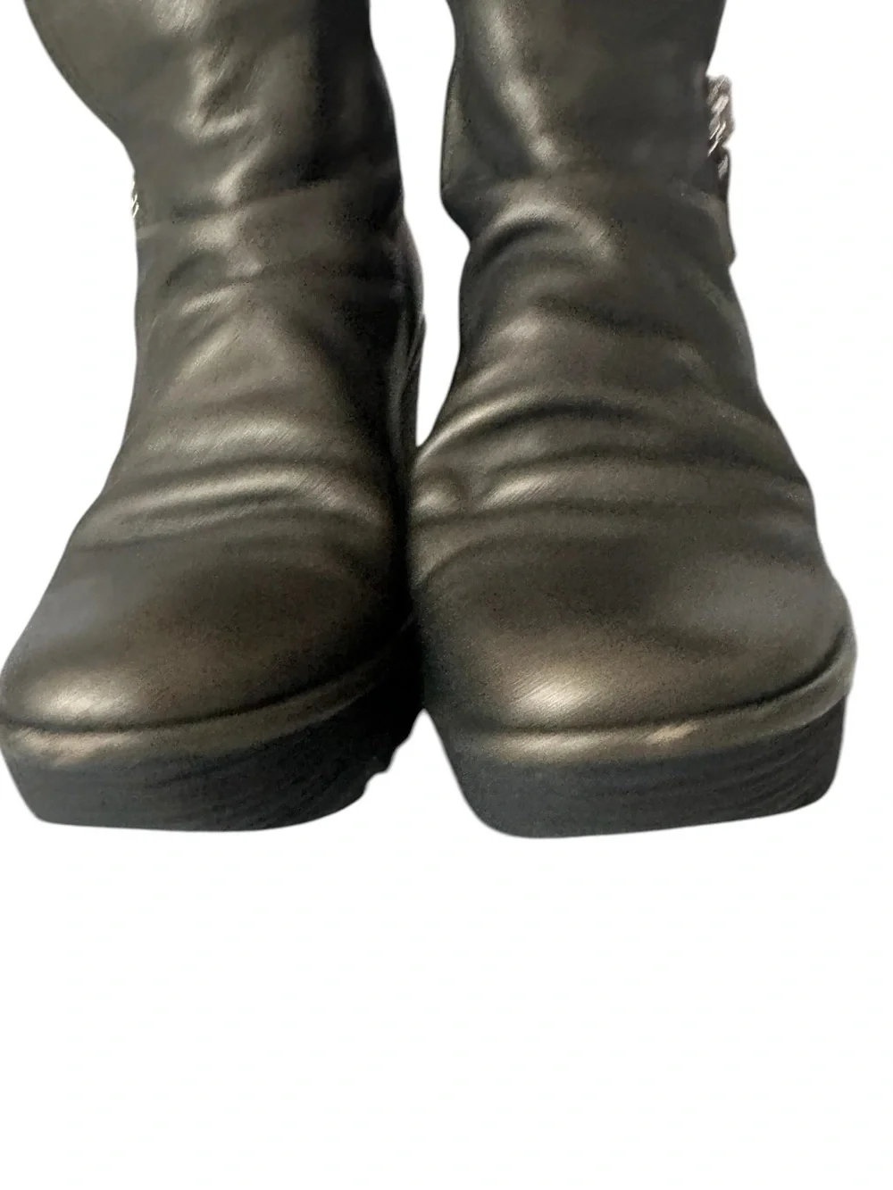 Fly London Yoxi Metallic Pewter Gold Wedge Ankle Boots EU 42